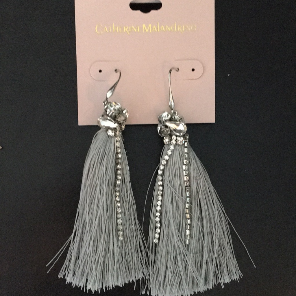 Catherine Malandrino Silver Crystals Tassels Earr 26$